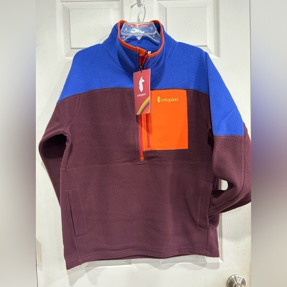 Cotopaxi Men's Medium Abrazo Half-Zip Fleece Jacket Blue Violet Wine Maroon NWT